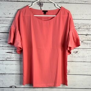 Ann Taylor Coral Flutter Sleeve Blouse
